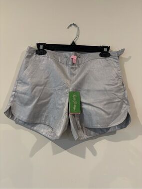 Lilly Pulitzer Kasia Silver Metallic Shimmer Shorts